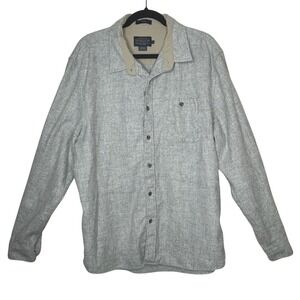 Pendleton Men's Trail XL 100% Wool‎ Button Up Shirt with Suede Elbow Patches